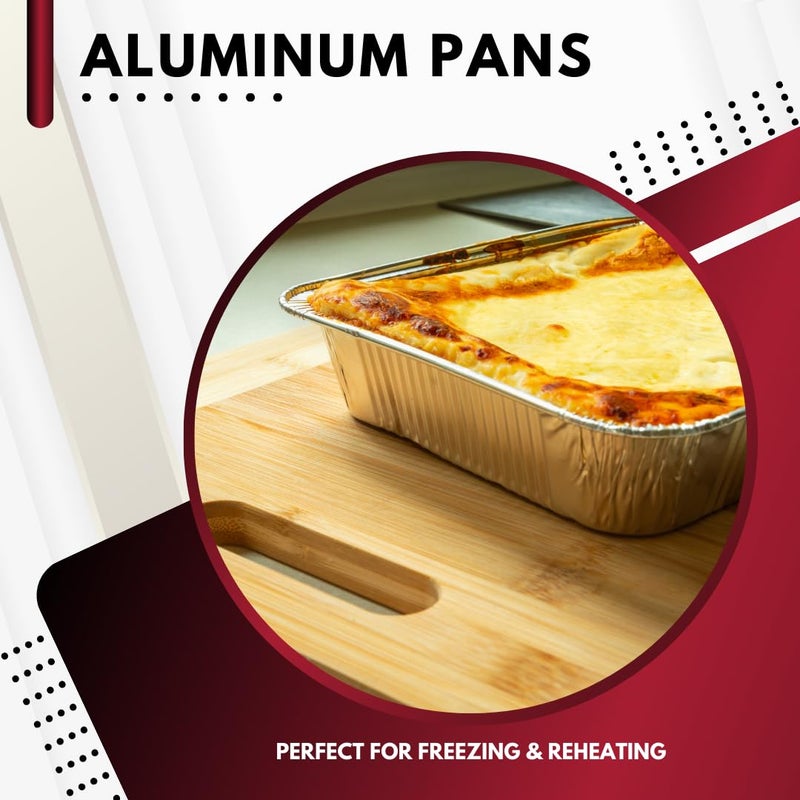 Green Direct Disposable Aluminum Foil Baking Pans with Lids 9x13 Inch | Heavy Duty Half Size Roasting Pan for Oven, Freezer, or Catering Use - for Cooking, Baking & Food Storage (10-pack) - Image 4